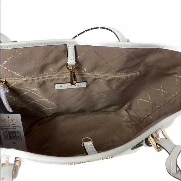 Michael Kors Carryall Tote Leather Optic White - Picture 7 of 9